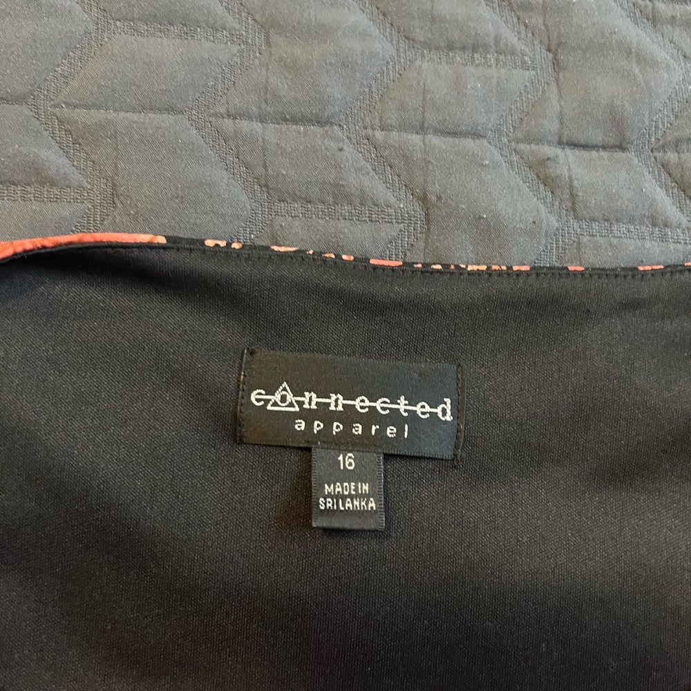 Connected Apparel Faux Wrap Midi Dress Size 16. Color - Orangish Black Pattern - Picture 7 of 7